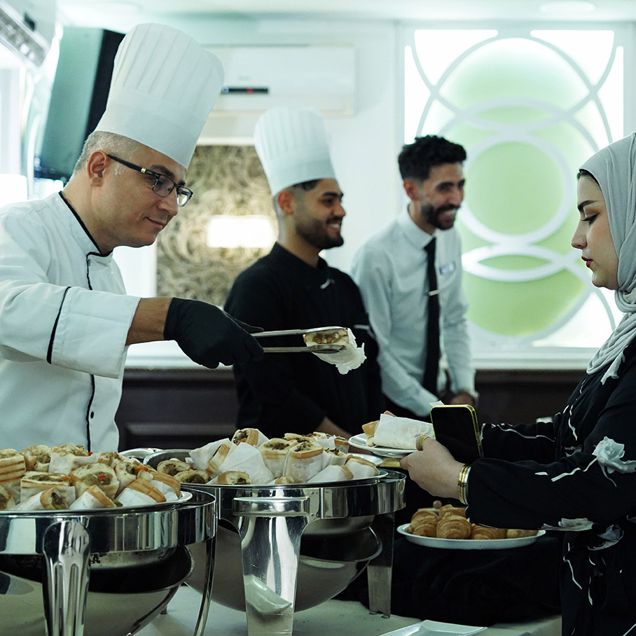 A gourmet food display with a variety of delicious dishes.